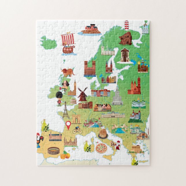 Puzzle Mapa del dibujo animado de Europa (Vertical)