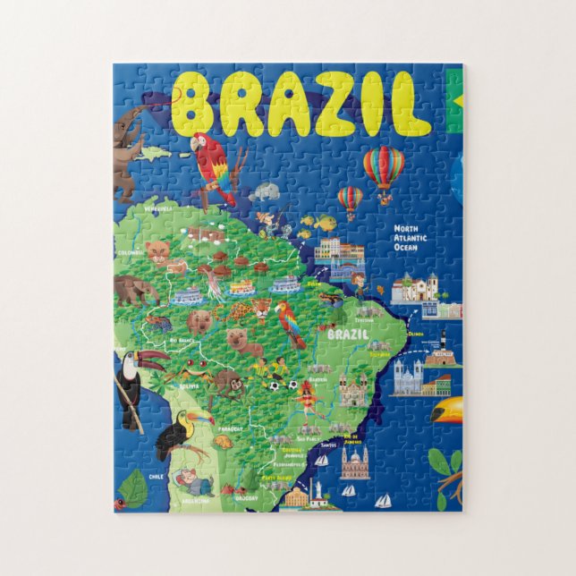 Puzzle Mapa del dibujo animado del Brasil (Vertical)