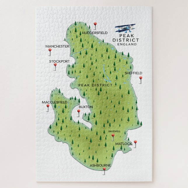 Puzzle Mapa del Distrito Peak Inglaterra (Vertical)