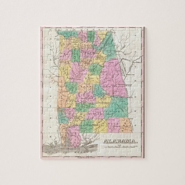 Puzzle Mapa del estado de Alabama (1827) (Vertical)