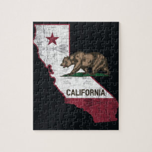 Puzzle Mapa del estado de California - oso de Cali