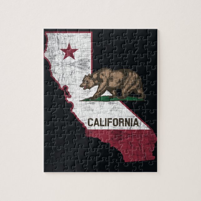 Puzzle Mapa del estado de California - oso de Cali (Vertical)