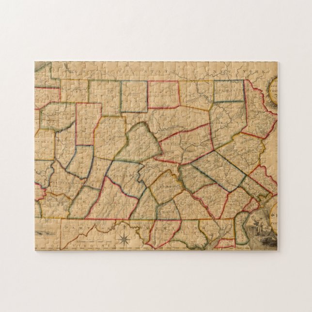 Puzzle Mapa Del Estado De Pennsylvania (Horizontal)