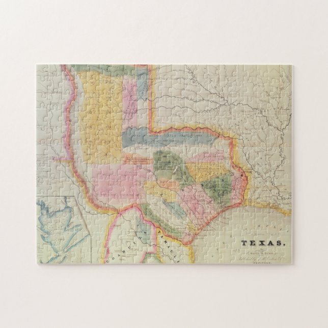 Puzzle Mapa del estado de Texas | 1835 (Horizontal)