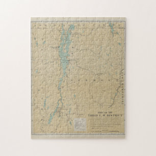 Puzzle Mapa del faro de Champlain del lago vintage (1896)