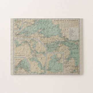 Puzzle Mapa del faro de los Grandes Lagos de época (1898)