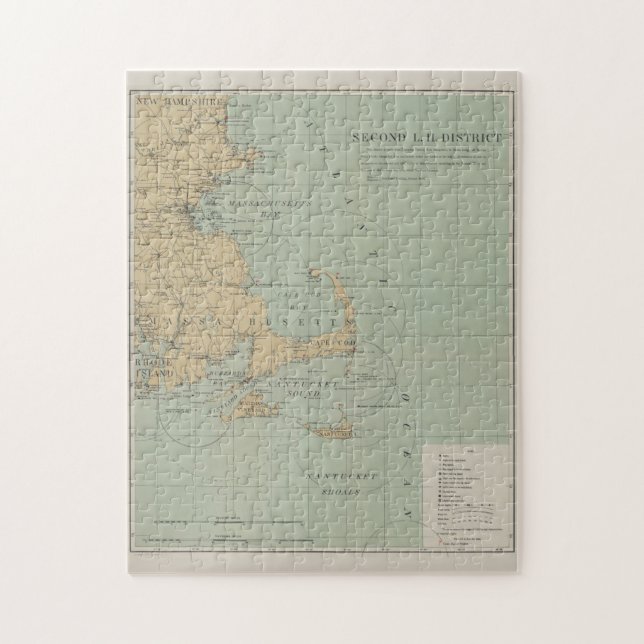 Puzzle Mapa del faro de Massachusetts (1898) (Vertical)