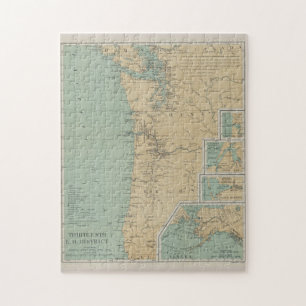 Puzzle Mapa del faro de Washington y Oregón (1898)