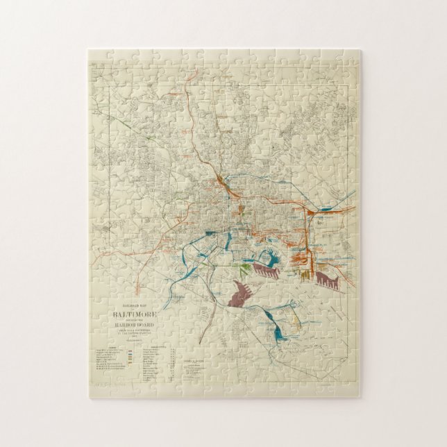 Puzzle Mapa del ferrocarril Baltimore MD (1922) (Vertical)