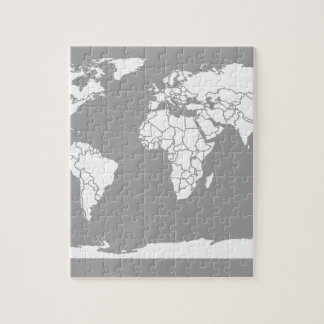 Puzzle Mapa del gris y blanco del mundo