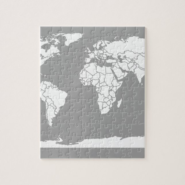 Puzzle Mapa del gris y blanco del mundo (Vertical)