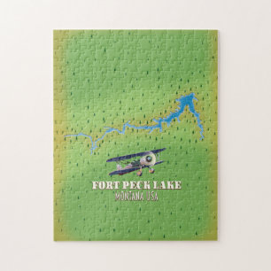 Puzzle Mapa del lago Fort Peck Montana EE. UU.