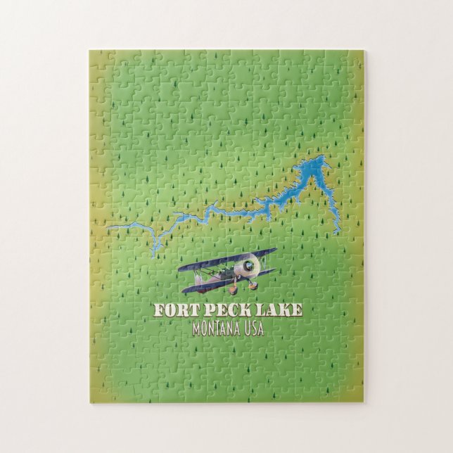 Puzzle Mapa del lago Fort Peck Montana EE. UU. (Vertical)