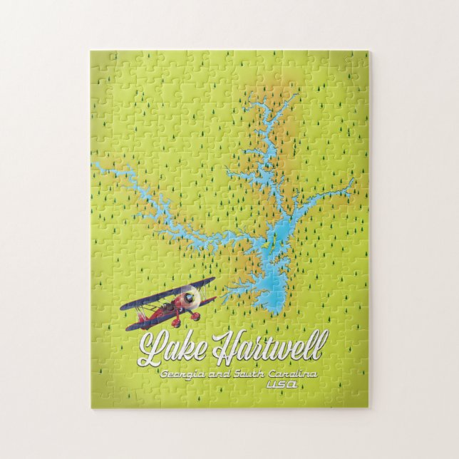 Puzzle mapa del lago Hartwell Georgia y Carolina del Sur (Vertical)