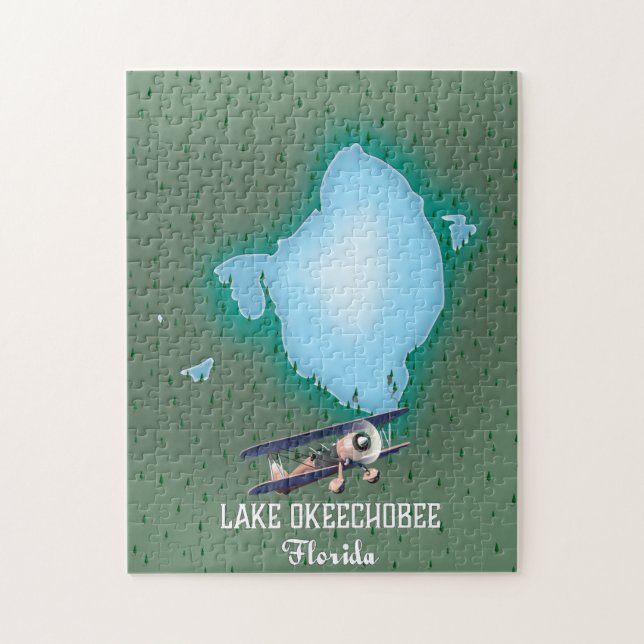 Puzzle Mapa del lago Okeechobee Florida. (Vertical)