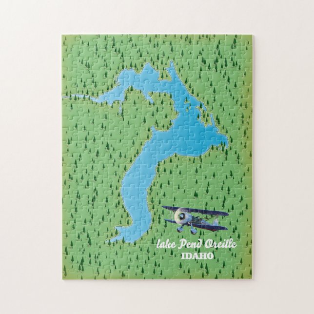 Puzzle Mapa del lago Pend Oreille Idaho (Vertical)