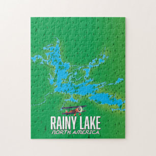 Puzzle Mapa del lago Rainy en Norteamérica