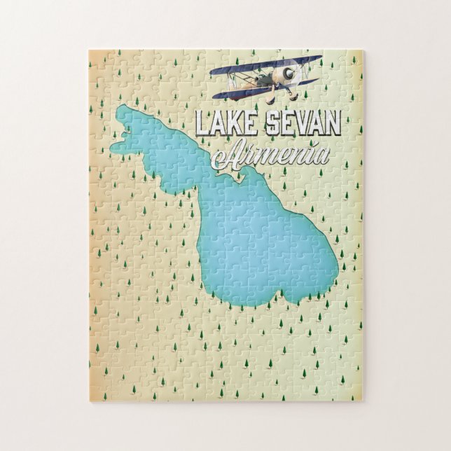 Puzzle Mapa del lago Sevan Armenia (Vertical)