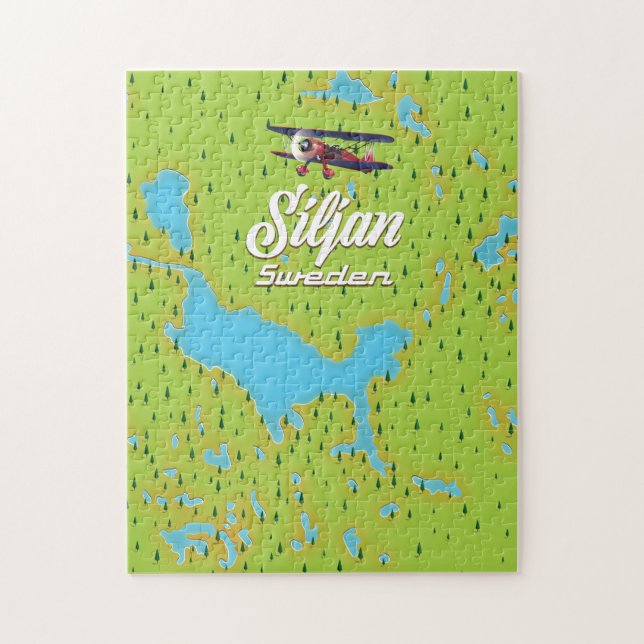 Puzzle Mapa del lago Siljan Suecia (Vertical)