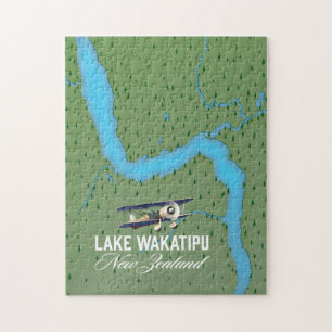 Puzzle Mapa del lago Wakatipu Nueva Zelanda