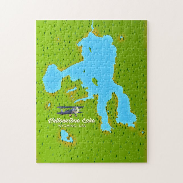 Puzzle Mapa del lago Yellowstone, Wyoming (Vertical)