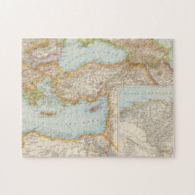 Puzzle Mapa del Mediterráneo Oriental (Horizontal)