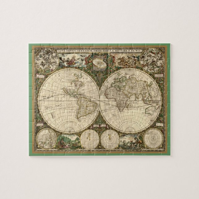 Puzzle Mapa del mundo 1660 de la antigüedad de Frederick (Horizontal)