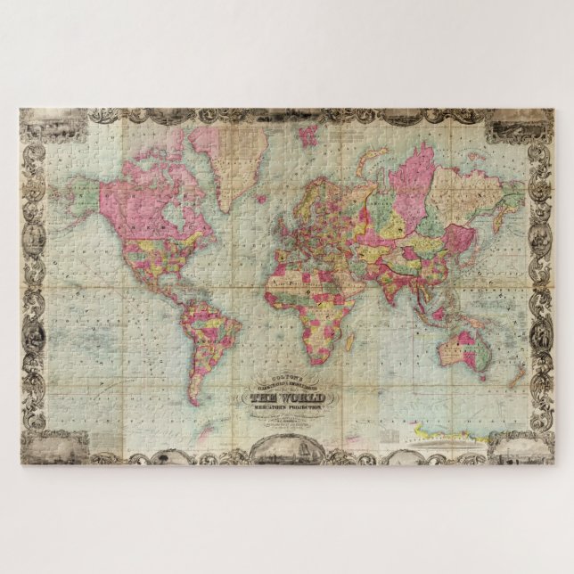 Puzzle Mapa del mundo antiguo de John Colton, alrededor d (Horizontal)