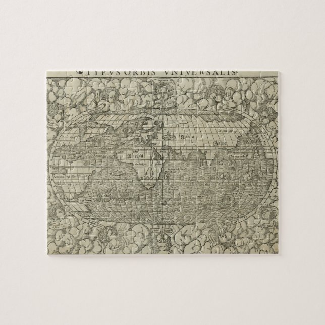 Puzzle Mapa del mundo antiguo de Sebastian Münster alrede (Horizontal)