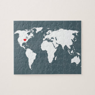 Puzzle Mapa del mundo. azul y blanco