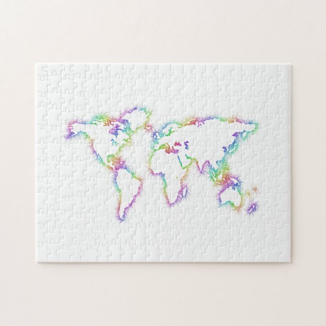 Puzzle Mapa del mundo colorido (Horizontal)