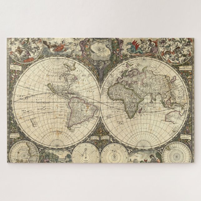 Puzzle Mapa del mundo de la antigua época 1660 de Frederi (Horizontal)