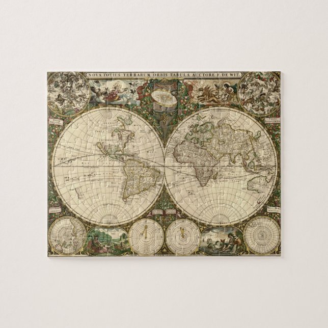 Puzzle Mapa del mundo de la antigua época 1660 de Frederi (Horizontal)