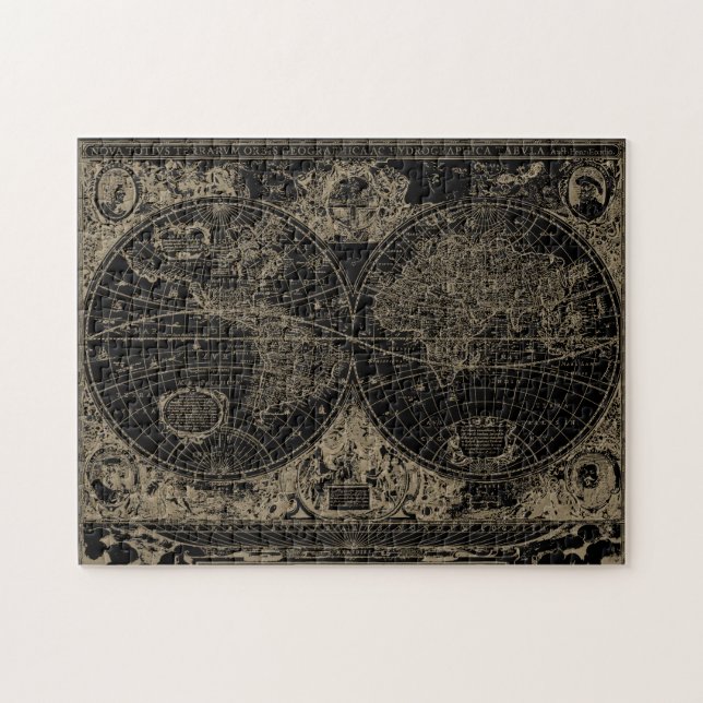 Puzzle Mapa del mundo de la cosecha de negras (Horizontal)