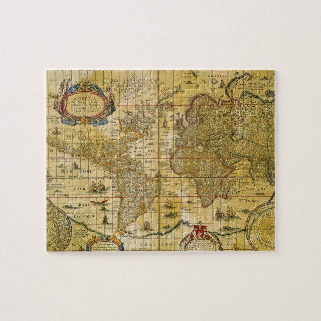 Puzzle Mapa del mundo de la cosecha de vintage (Horizontal)
