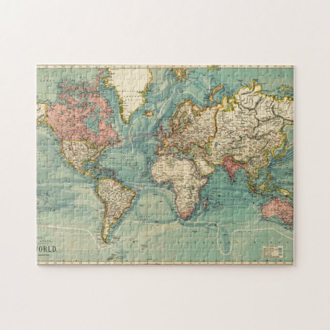 Puzzle Mapa del mundo de la cosecha de vintage (Horizontal)