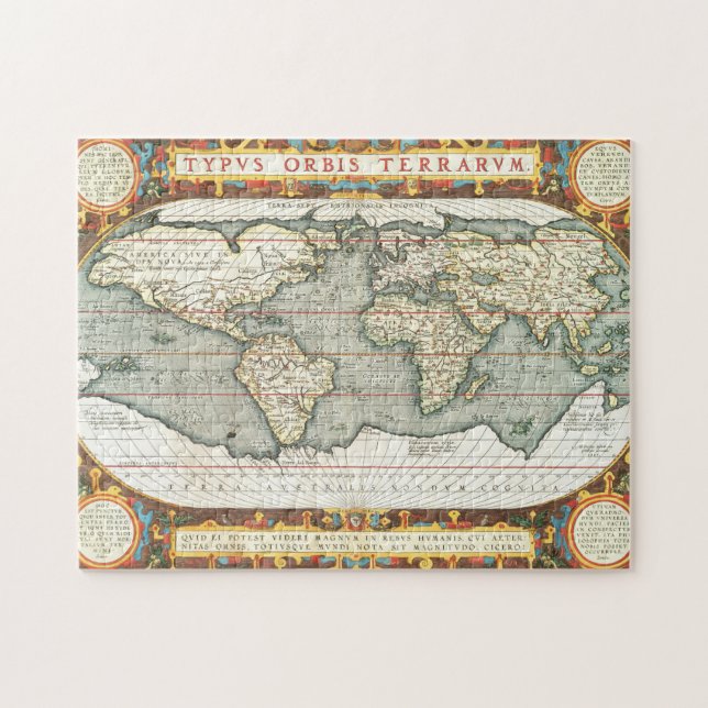 Puzzle Mapa del Mundo de Vintage de Abraham Ortelius 1587 (Horizontal)