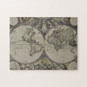 Puzzle Mapa del mundo doble el   1672 del hemisferio