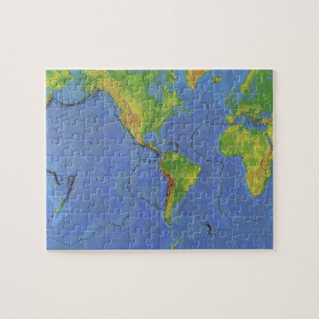 Puzzle Mapa del mundo físico de 1994 - Placas tectónicas  (Horizontal)