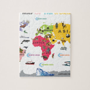 Puzzle Mapa del mundo para los niños - blancos y