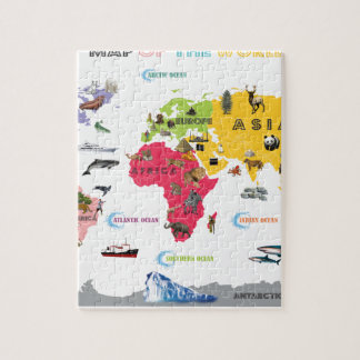 Puzzle Mapa del mundo para los niños - blancos y