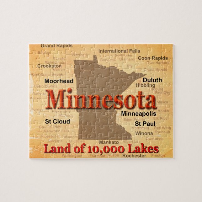 Puzzle Mapa del orgullo del estado de Minnesota (Horizontal)