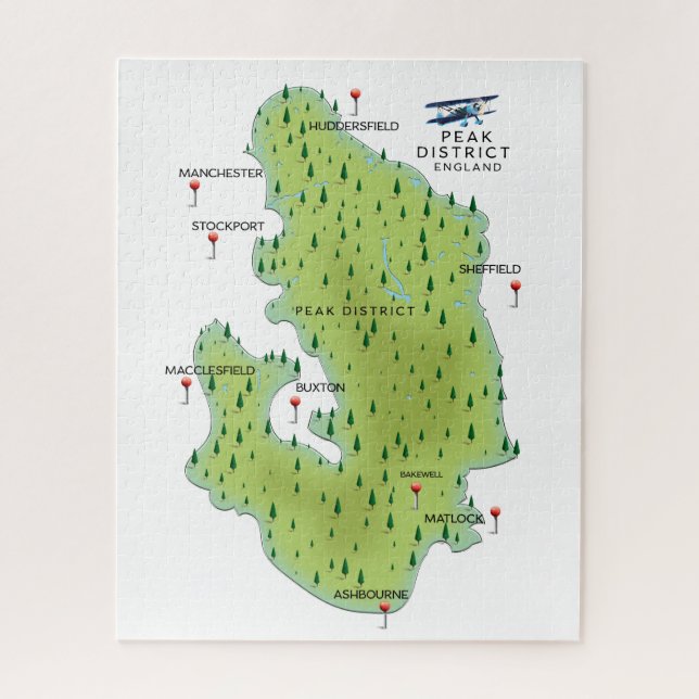 Puzzle Mapa del Peak District Inglaterra (Vertical)