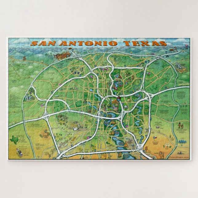 Puzzle Mapa del Personalizado de Texas en San Antonio (Horizontal)