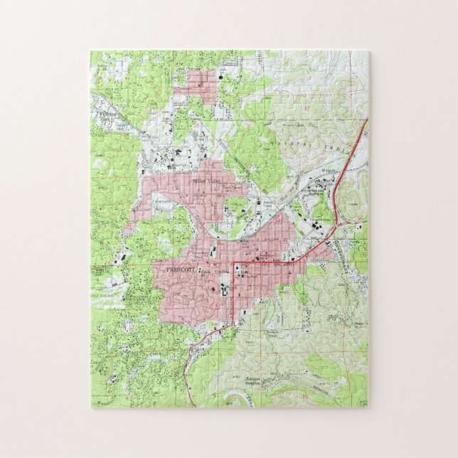 Puzzle Mapa del Prescott Arizona (1973) (Vertical)