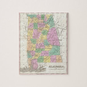 Puzzle Mapa del vintage de Alabama (1827)