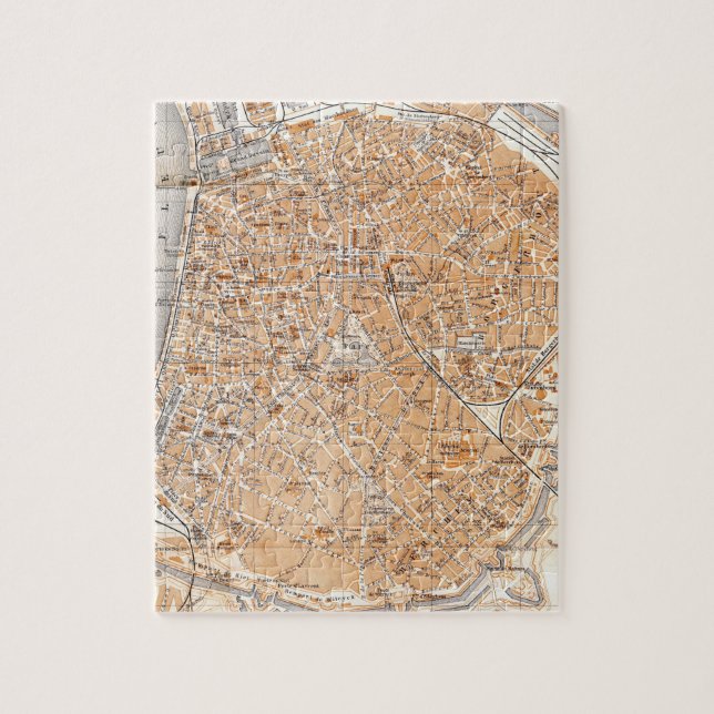 Puzzle Mapa del vintage de Amberes Bélgica (1905) (Vertical)