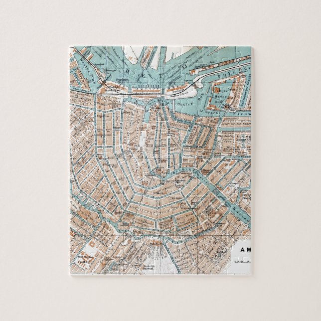 Puzzle Mapa del vintage de Amsterdam (1905) (Vertical)