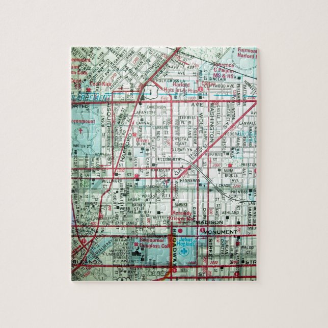 Puzzle Mapa del vintage de BALTIMORE (Vertical)