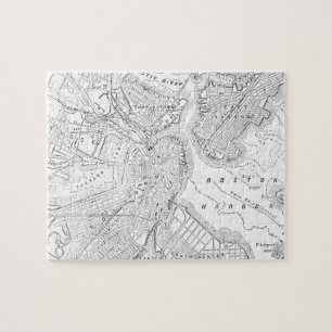 Puzzle Mapa del vintage de Boston (1878)